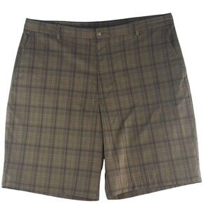 Slazenger Mens Plaid Golf Shorts Size 40 Brown Gray Polyester